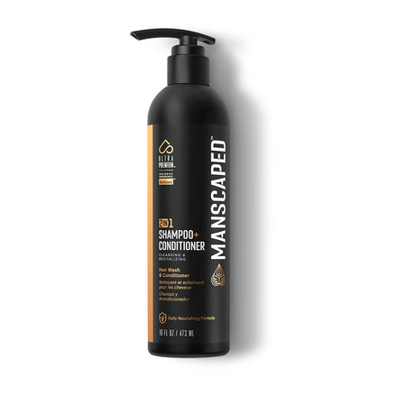 MANSCAPED® 2 In 1 Shampoo & Conditioner, UltraPremium Formula Infused with Sea Kelp, Coconut Water, Aloe for Nourishing and Hydrating Hair (16 oz Bottle)