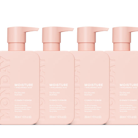 MONDAY 4 x 350 ml Haircare MOISTURE Conditioner with Hyaluronic Acid, Coconut Oil & Shea Butter for Dry & Dull Hair