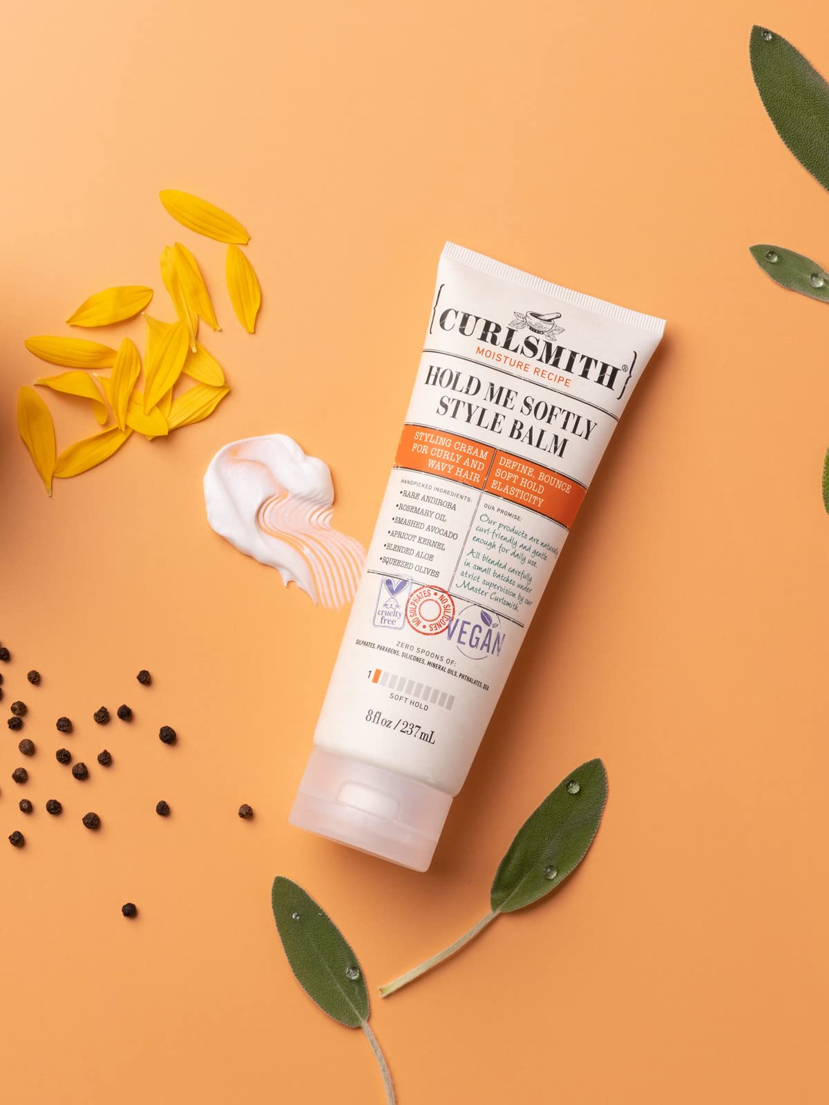 Curlsmith - Hold Me Softly Style Balm - Vegan Soft Hold Styling Cream for Wavy and Curly Hair, Natural Look (237ml)