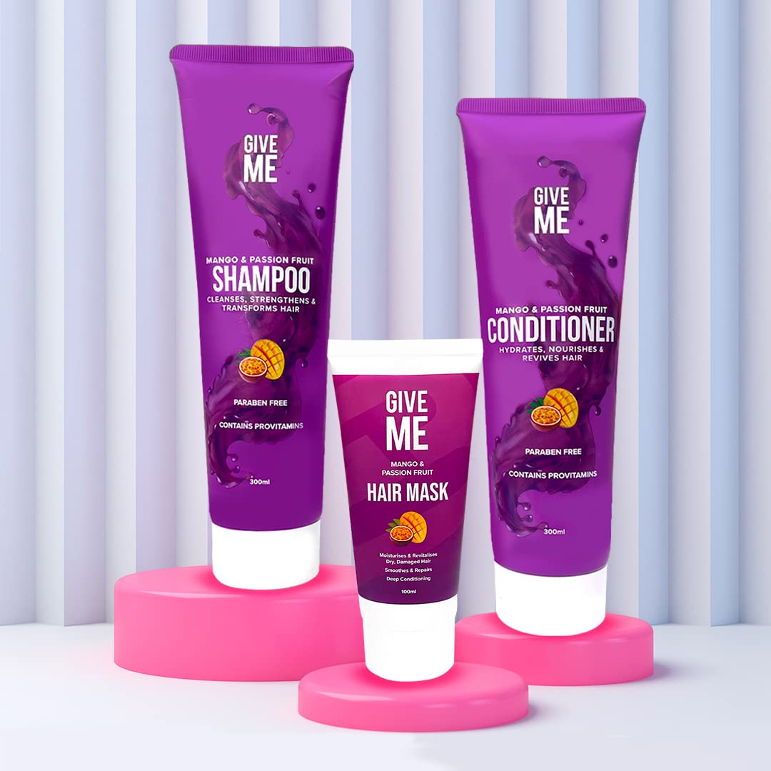 Give Me Cosmetics, Shampoo and Conditioner Sets, for Greasy Hair, with Mask, Mango & Passion Fruit, Paraben Free, Haircare Gift Set for Teenage Girls Women