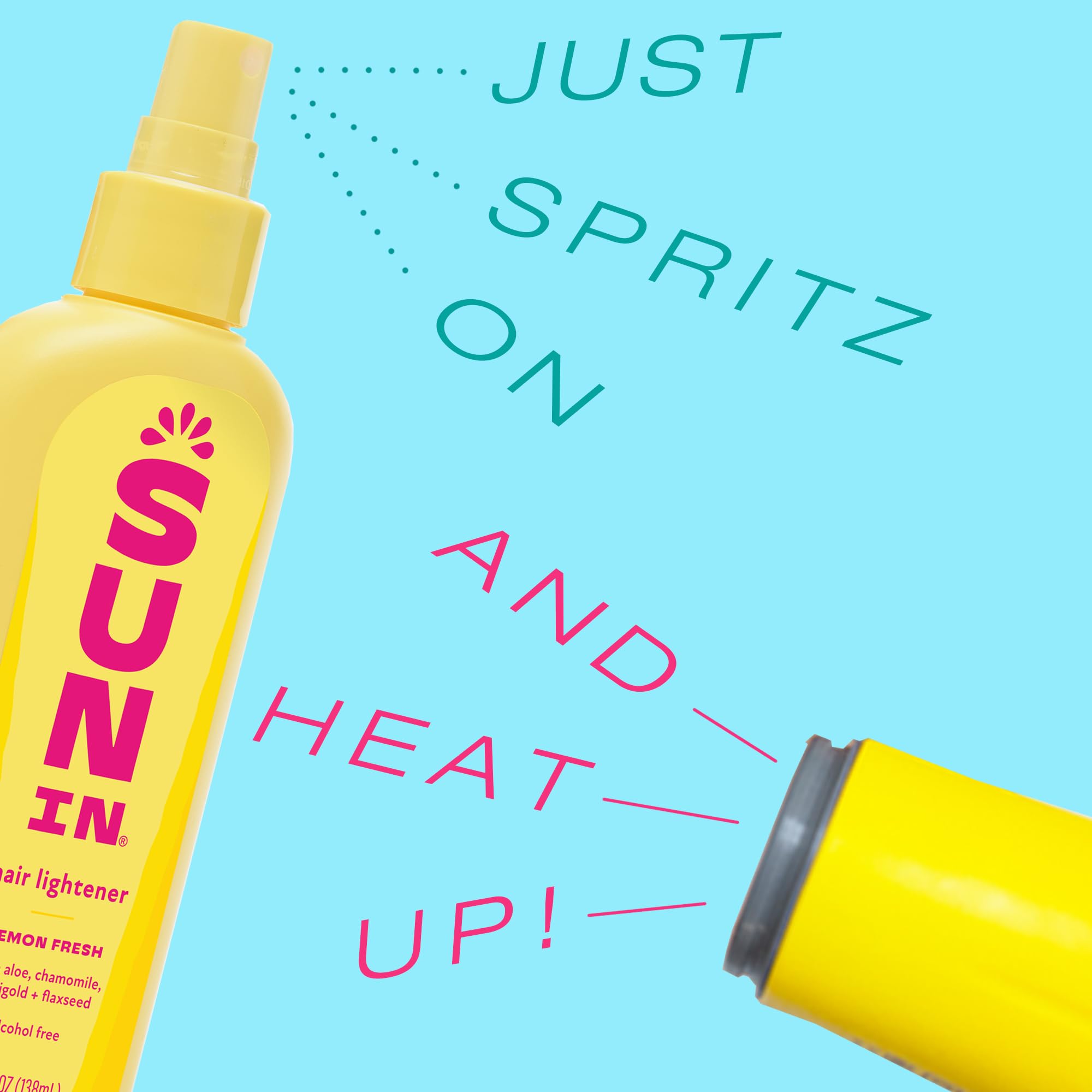 Sun In Hair Lightener Lemon - Enriched With The Natural Botanicals Aloe, Chamomile, Marigold and Flaxseed. Alcohol Free. Lemon Fresh Scent. 138 Millilitres