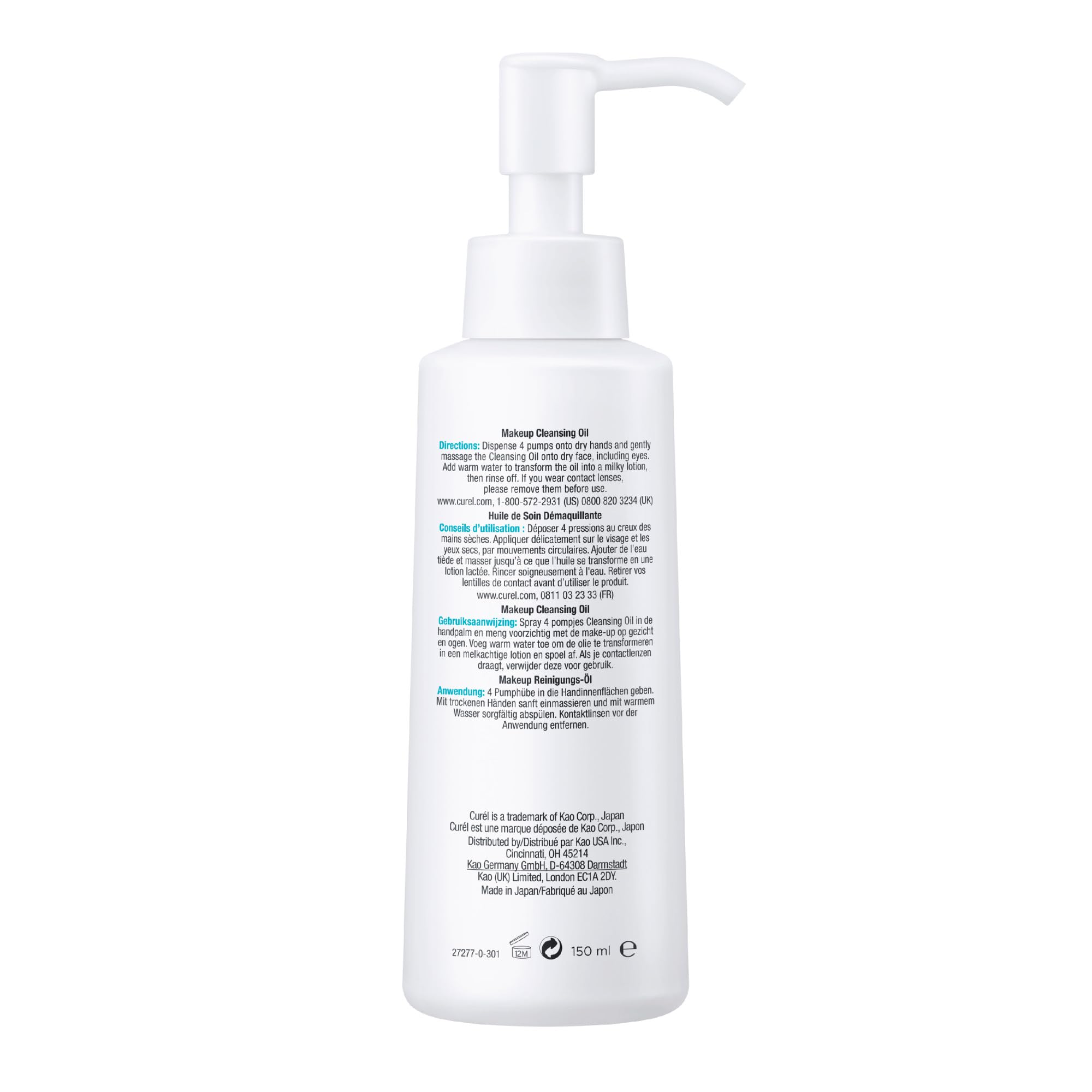Curel Japanese Skin Care Makeup Cleansing Oil for Face, Oil-Based Makeup Remover for Dry, Sensitive Skin, Fragrance Free Facial Cleansing oil, 5 Oz