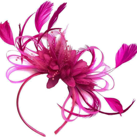 Caprilite Feather Hair Fascinator Headband Wedding and Royal Ascot Races Ladies, M, Fuchsia Hot Pink