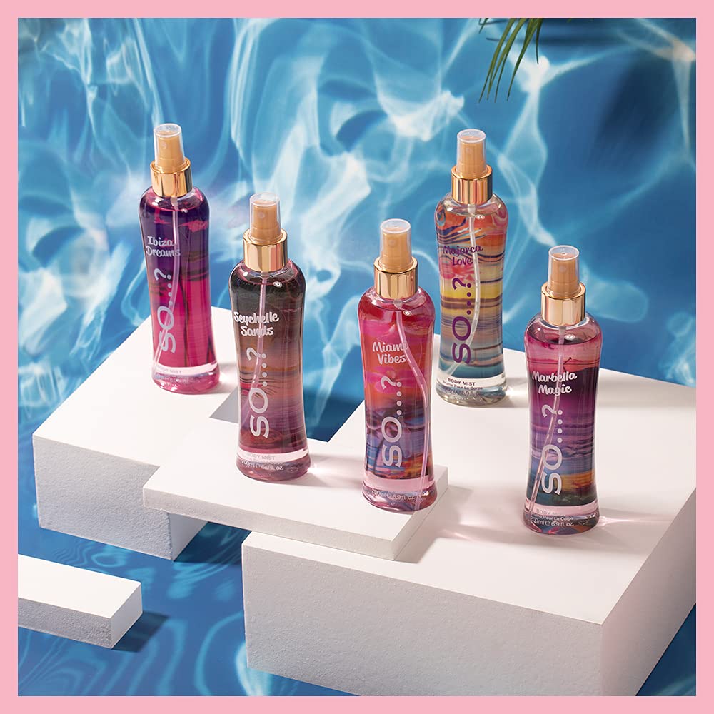 So…? Summer Escapes Womens Bali Breeze, Ibiza Dreams, Mykonos Nights Body Mist Mixed Fragrance 200ml Bundle (Pack of 3)