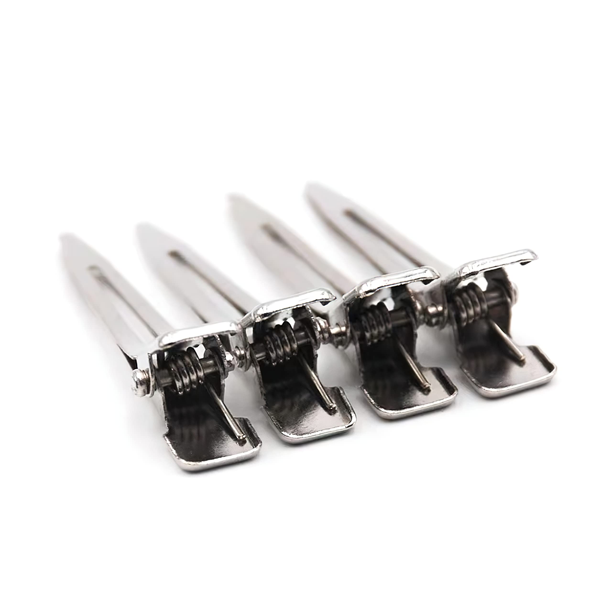 50 Pcs Metal Duck Billed Hair Clips for Women Styling Sectioning, Gingbiss 1.8" Silver Hairdressing Single Prong Curl Clips with Storge Box, Alligator Clips Hair Pins for Hair Salon, Barber, DIY