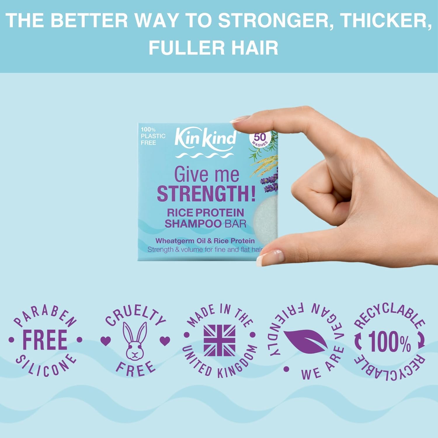 KinKind Rice Water Shampoo and Conditioner Bar Set for Hair Growth | Give me STRENGTH! Rice Solid Shampoo Bar and Conditioner Bars for hair UK Made | For Hair Growth, Menopause, Thickening & Volume