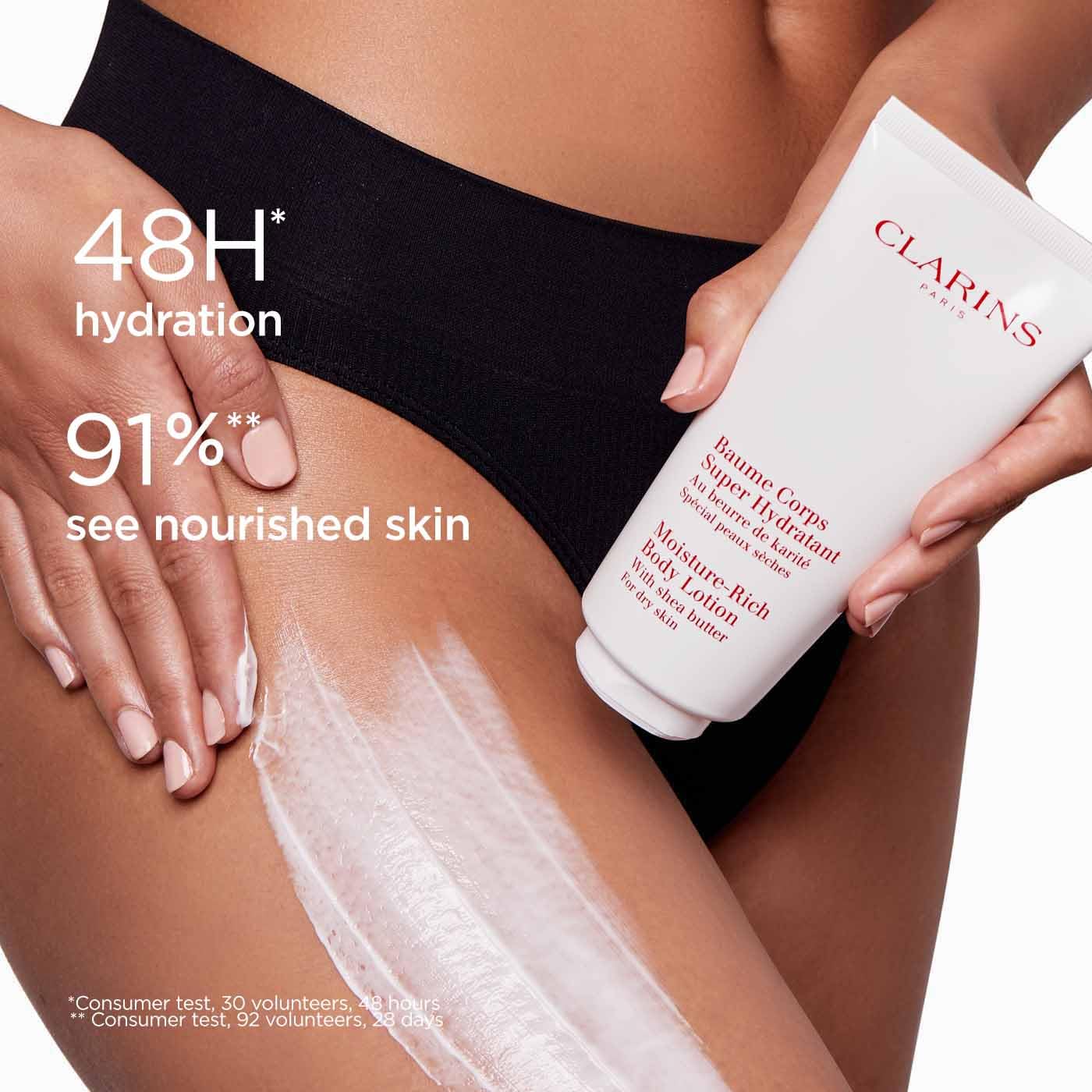 Clarins Moisture-Rich Body Lotion 200ml | Deeply Nourishing Shea Butter Formula, 48-Hour Hydration, Suitable for Dry & Dehydrated Skin