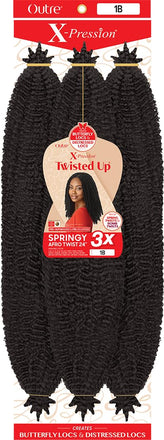 Outre Crochet Braids X-Pression Twisted Up 3X Springy Afro Twist 24" (1-Pack, 1B)