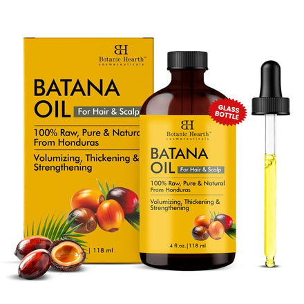 Botanic Hearth Raw Batana Oil for Hair Growth (4 fl oz) | 100% Pure & Unrefined Oil from Honduras | Promotes Thicker, Stronger Hair