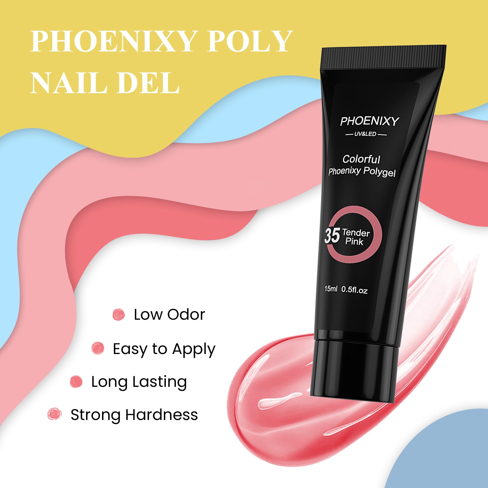 PHOENIXY Poly Nail Gel Kit, 8 Colors 15ml Poly Nail Builder Extension Gel Nail Kit With 36W Nail Lamp, Slip Solution and Base Top Coat Nail Kit Gift for Women