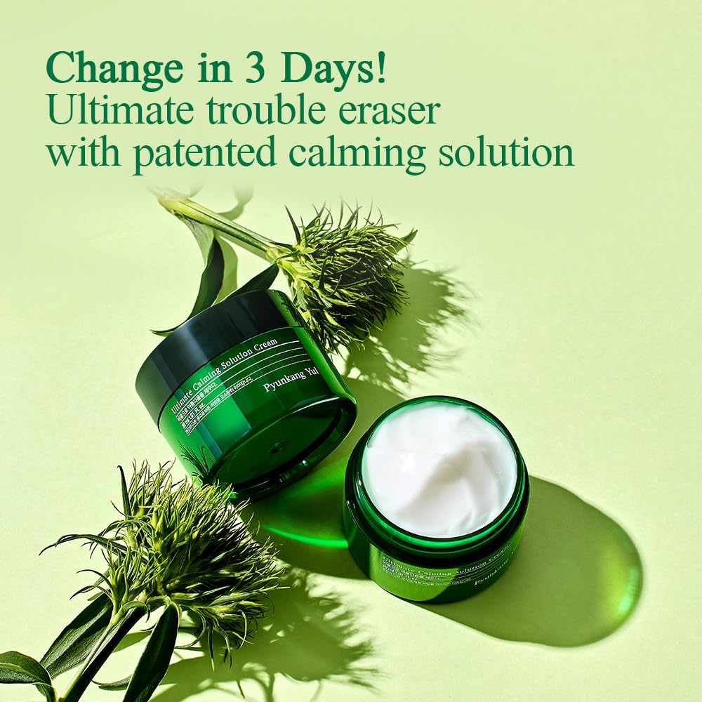 [PKY] Pyunkang Yul Ultimate Calming Solution Cream for Sensitive Skin with Patented Ingredients, Moisturizer Intensely Calms & Soothes Redness with Cica & Tea Tree, Korean Skincare (1.01 Fl. Oz, 30ml)