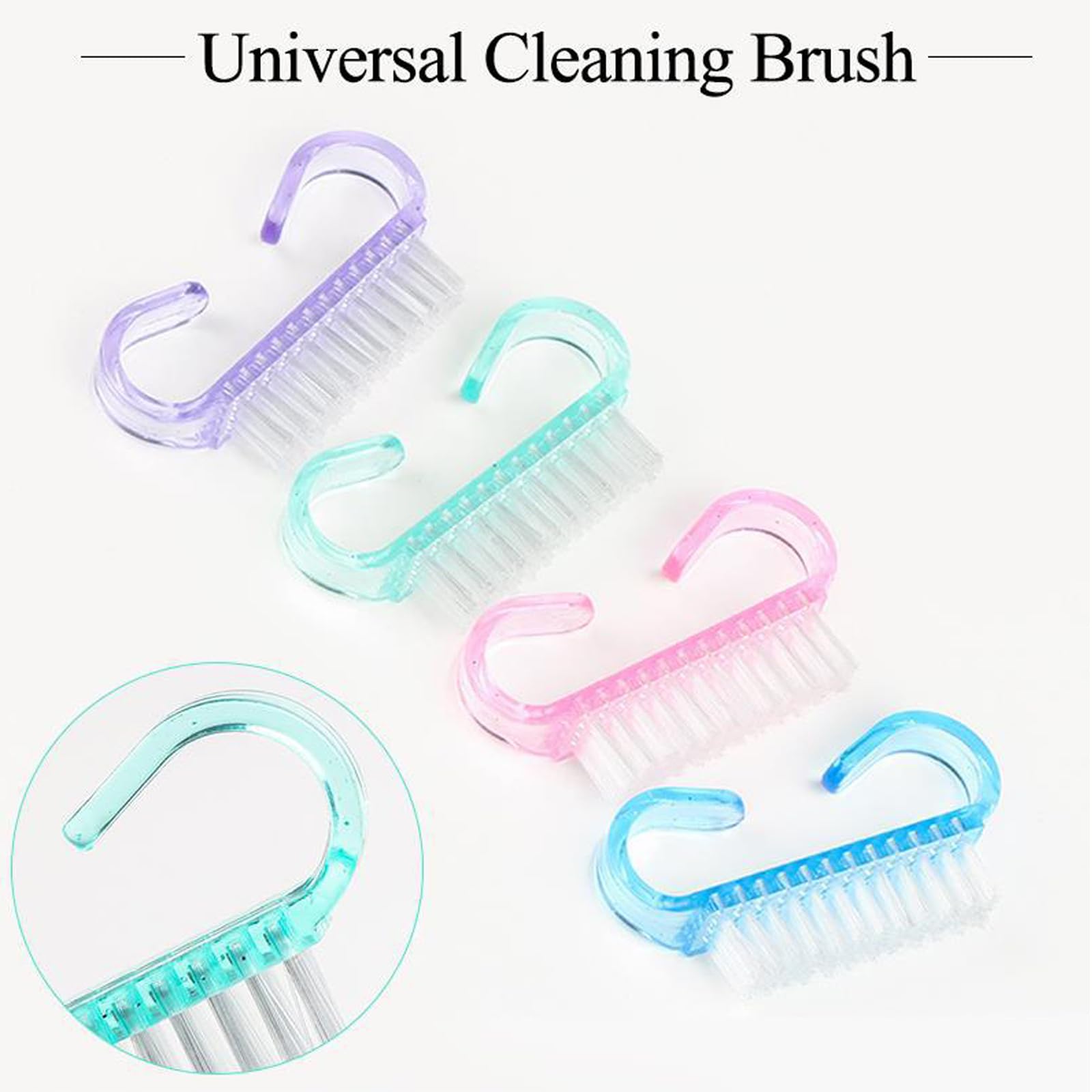 Geebymol Nail Brush 8 Pcs Mini Handle Nail Brush Hand Scrubbing Cleaning Brush Fingernail Brushes Plastic Clean Brush, Kids Nail Scrubbing Brushes for Cleaning Nails(Blue, Green, Pink, Purple)