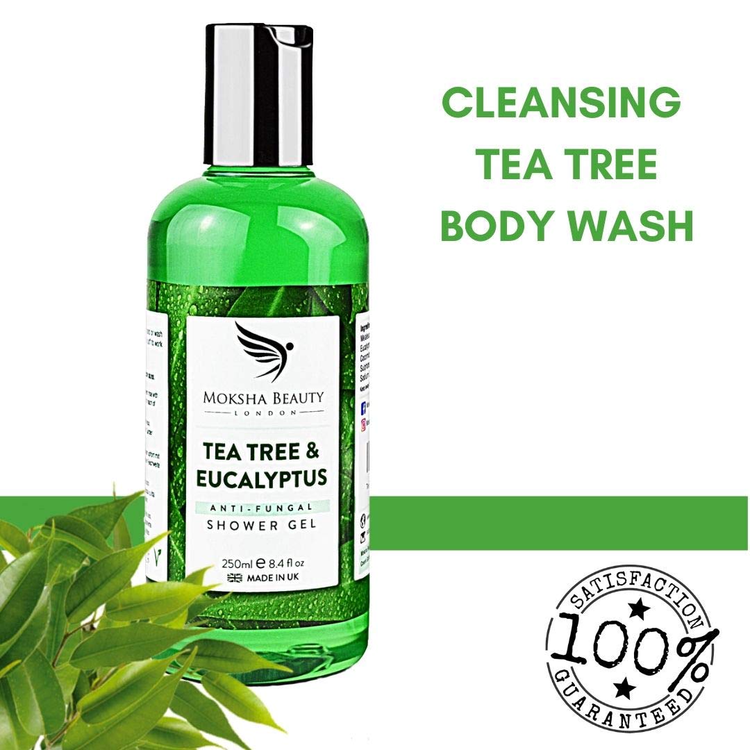 Tea Tree Body Wash Soap – [Made In UK] Natural Antifungal & Antibacterial Shower Gel for Acne Blemishes Pimples | Deep Cleansing Tea Tree Body Wash 250ml
