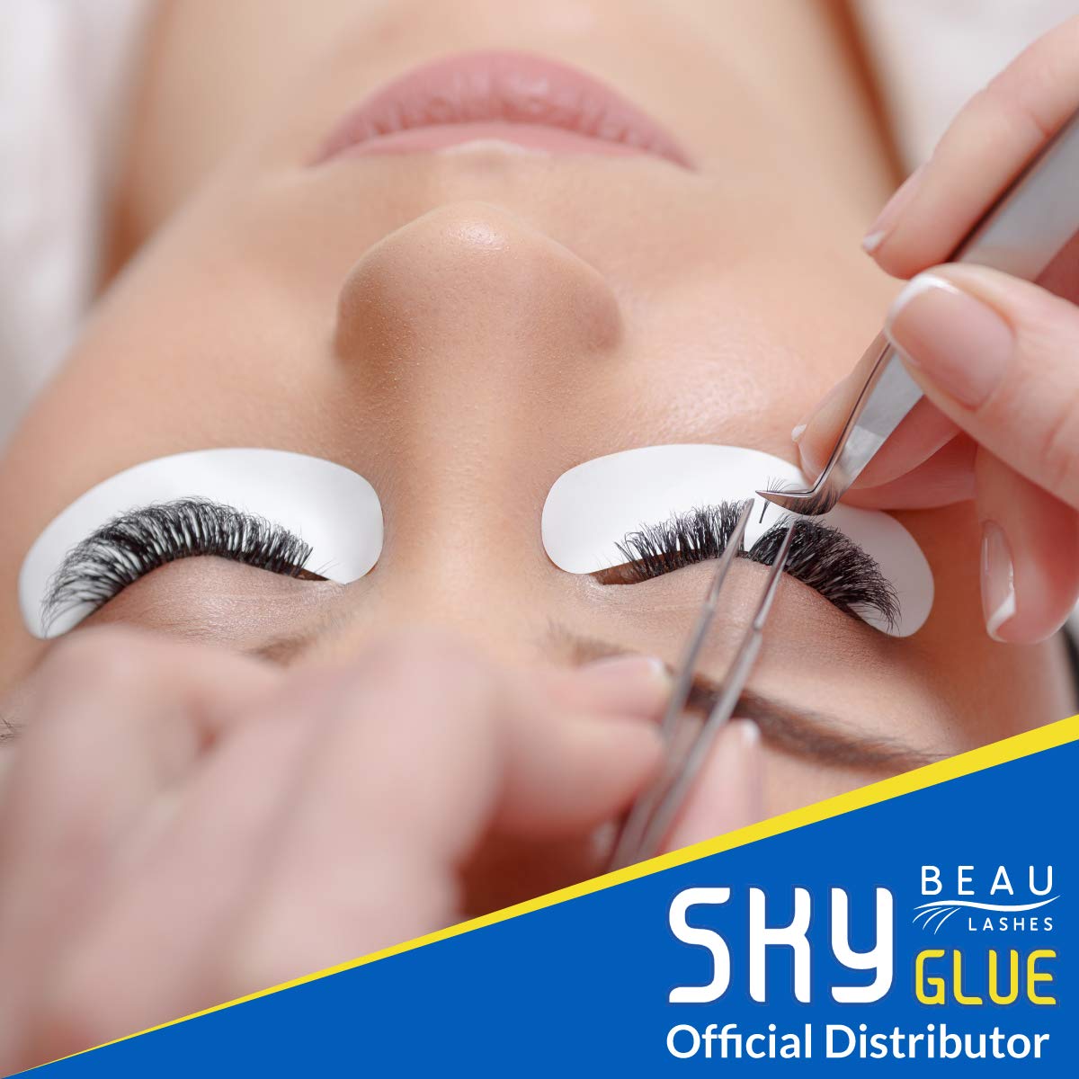 2 Bottles Sky Glue for Eyelash Extensions S+ | Super Strong Black Lash Extension Adhesive for Professional Long Lasting Semi Permanent Individual Lash Extensions | Fast Drying / 7+ Week Retention 5ml