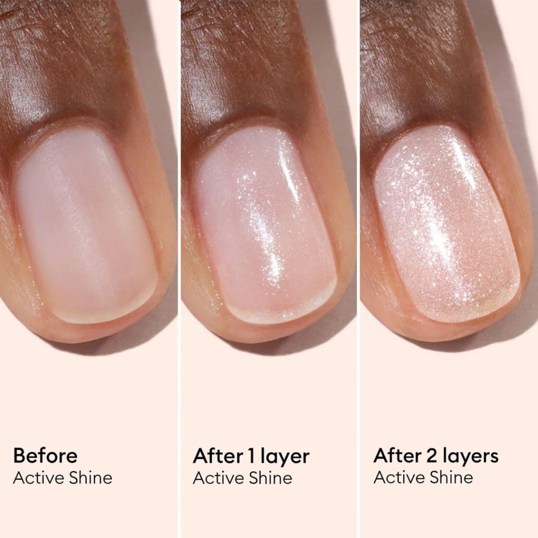 Manucurist Active Shine™ Highlighter Treatment Polish For Nails - No Lamp - Vegan & Made in France Ultra-Shiny 2 in 1 Nude Nail Strengthener & Highlighter - Plant-Based Ingredients