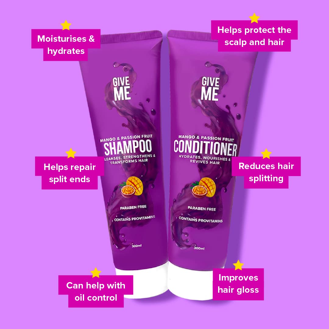 Give Me Cosmetics, Shampoo and Conditioner Sets, for Greasy Hair, with Mask, Mango & Passion Fruit, Paraben Free, Haircare Gift Set for Teenage Girls Women