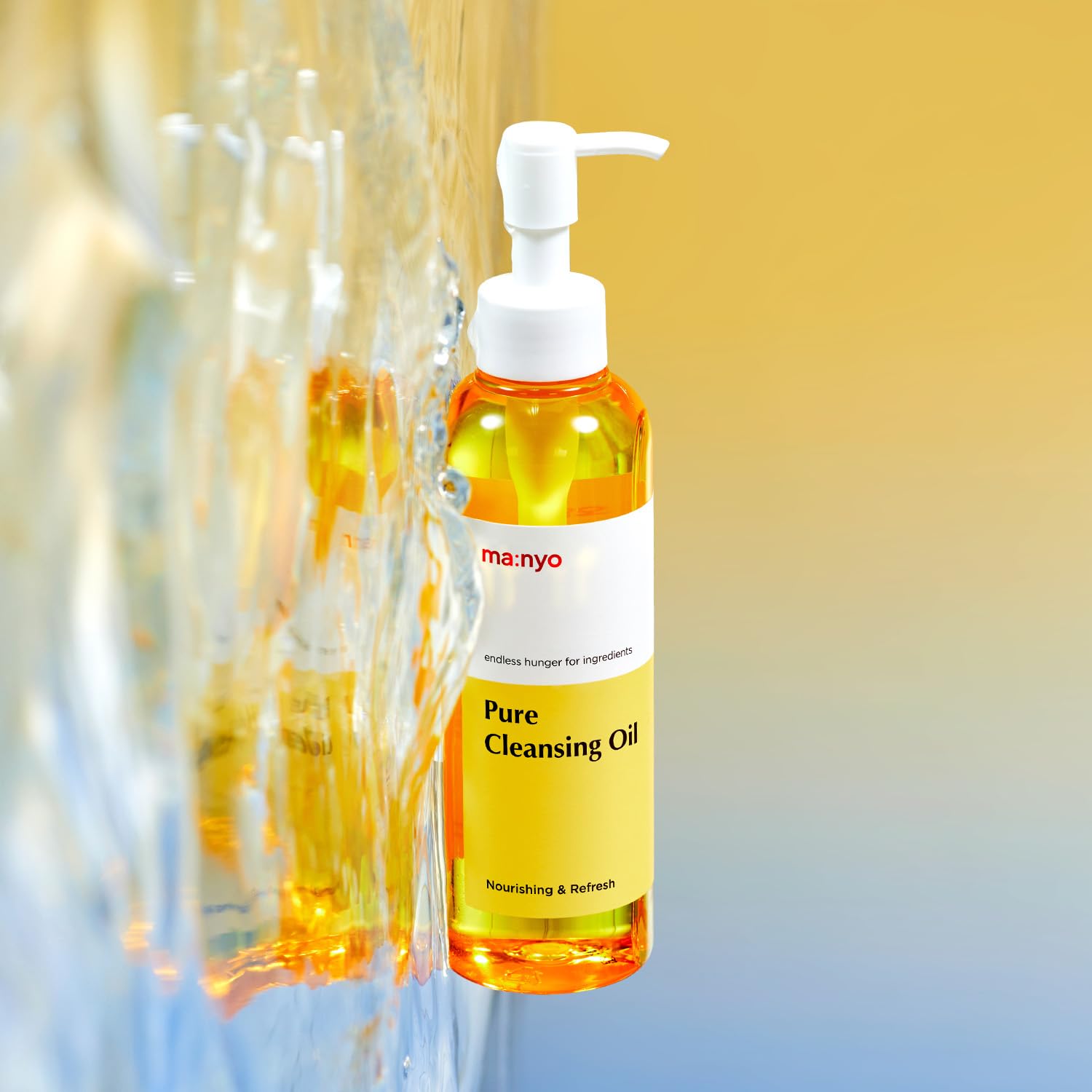 [ma:nyo] Pure Cleansing Oil (6.7 fl oz / 200ml) - Blackhead melting and gentle Daily Makeup removal for Sensitive skin with Argan Kenel Oil (Vitamin E), Nourishing skin and keep pH balance (Yellow)