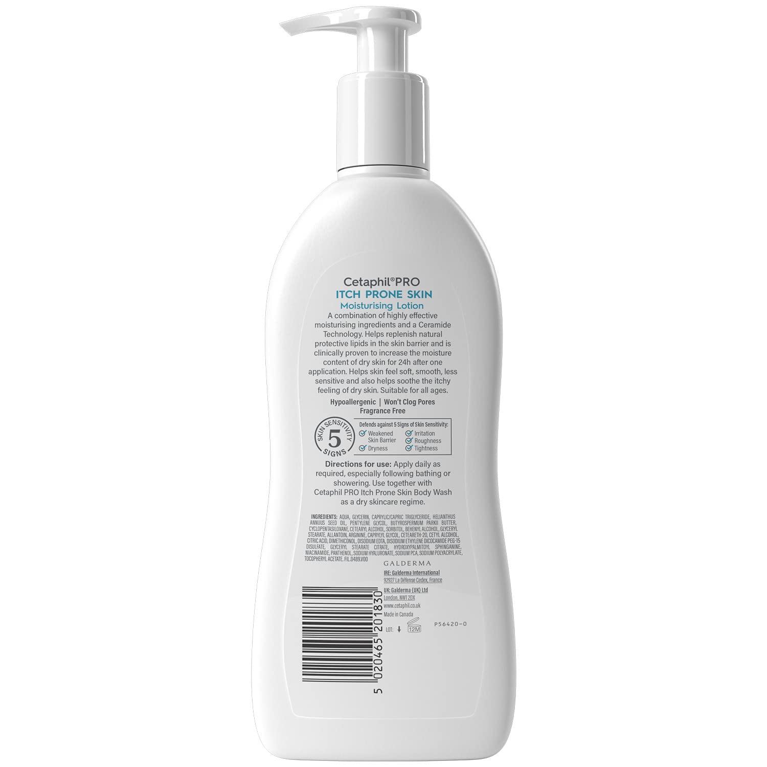 Cetaphil PRO Body Moisturiser, 295 ml, Moisturising Lotion For Itch Prone and Eczema Prone Skin, With Niacinamide and Shea Butter, Vegan Friendly