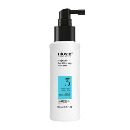 Nioxin System 3 Scalp + Hair Thickening Treatment - Hair Loss Serum for Coloured, Dry and Damaged Hair with Light Thinning - with Niacinamide and Biotin, 100ml