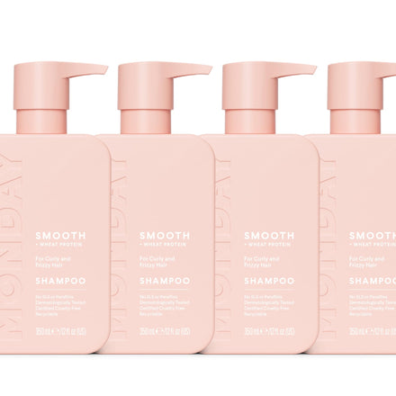MONDAY Haircare 4 x 350 ml SMOOTH Shampoo with Wheat Protein & Avocado Oil for Frizz-Prone Hair