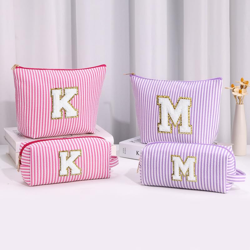 SEFORICO Personalized Make Up Bag - Birthday Gifts for Women Large Capacity A-Z Cosmetic Bags 2 Pack Makeup Bag Women's Portable Toiletry Bag