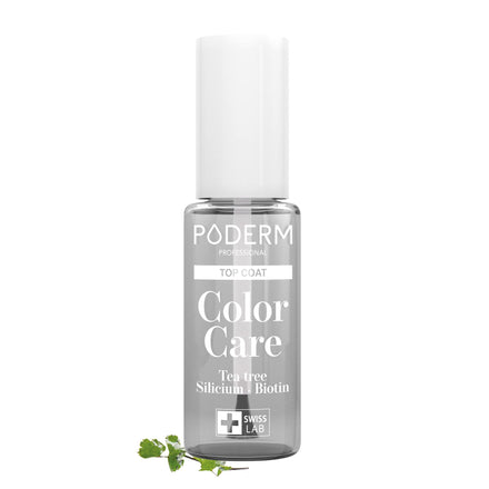 PODERM - TOP COAT Protective - Enriched with TEA TREE - Ensures long-lasting colour - Prevention & Treatment for Yellow/Damaged Nails - Natural & Vegan Ingredients - Swiss Lab