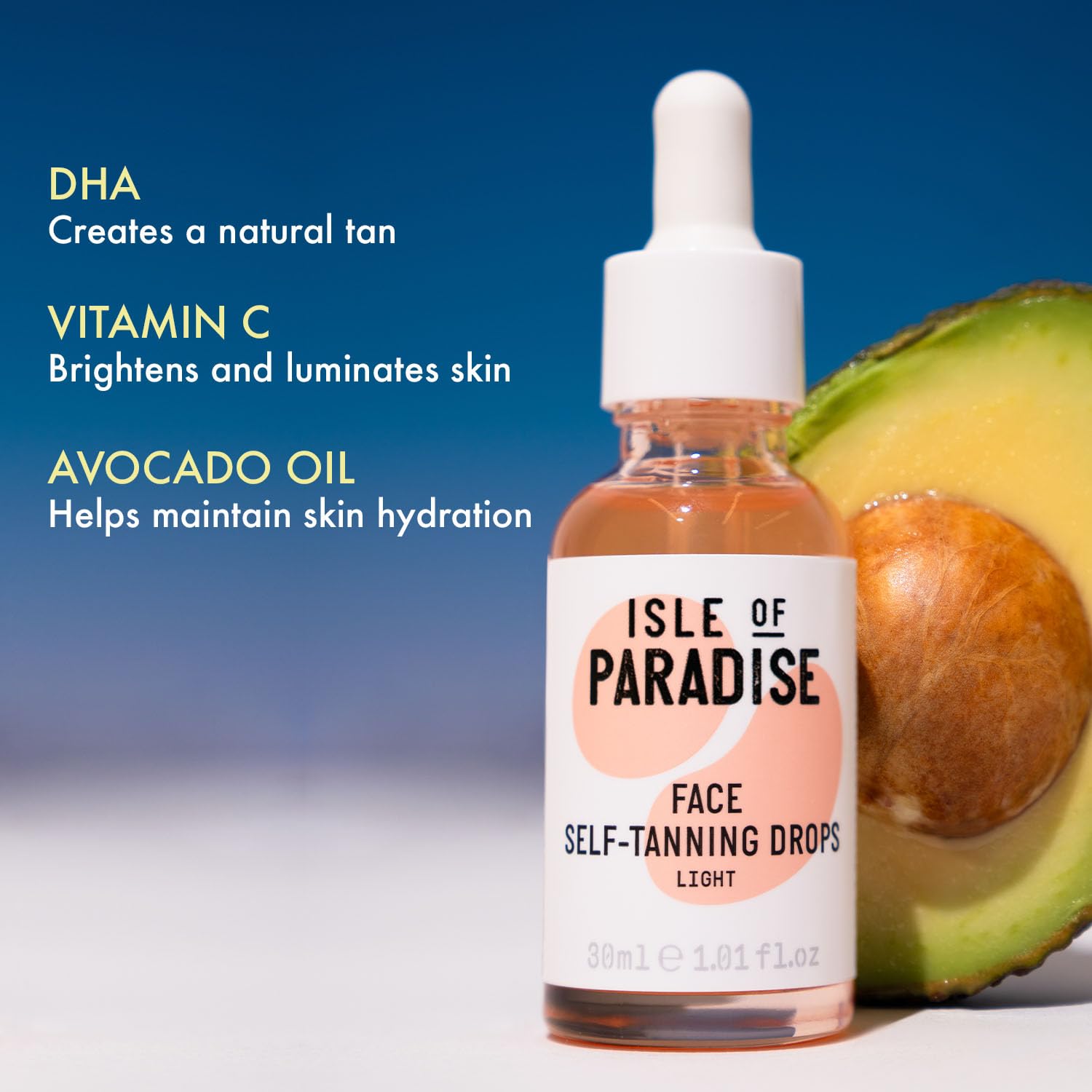 Isle of Paradise Self Tanning Drops, Light (Sunkissed Glow) - Vegan and Cruelty Free Self Tan Drops, 1.01 Fl Oz