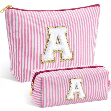 SEFORICO Personalized Make Up Bag - Birthday Gifts for Women Large Capacity A-Z Cosmetic Bags 2 Pack Makeup Bag Women's Portable Toiletry Bag