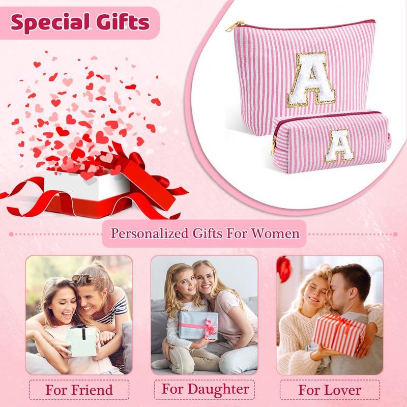 SEFORICO Personalized Make Up Bag - Birthday Gifts for Women Large Capacity A-Z Cosmetic Bags 2 Pack Makeup Bag Women's Portable Toiletry Bag