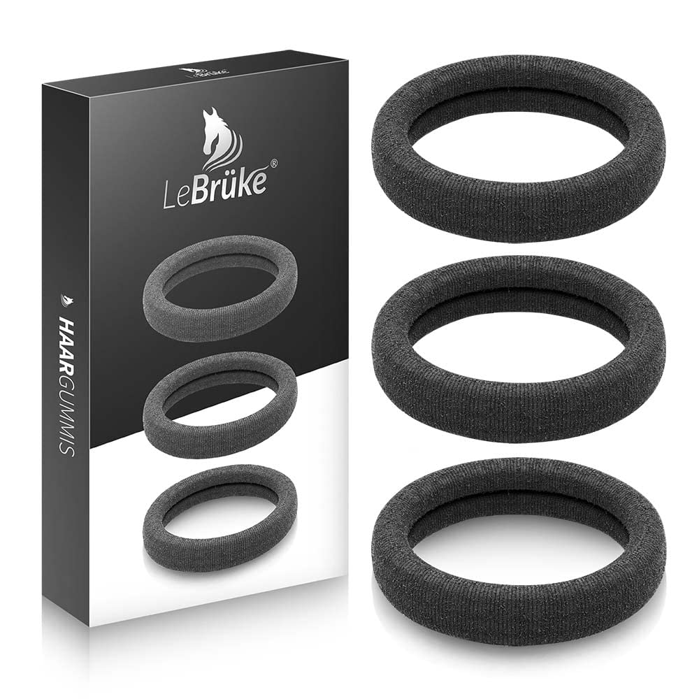 Lebrüke® 50 Hair Bobbles Black – Premium Elastic Bands Hair Bands – Elastic and Cotton – Elastic Bands for Women and Girls Bun – Hair Band Ponytail Rubber