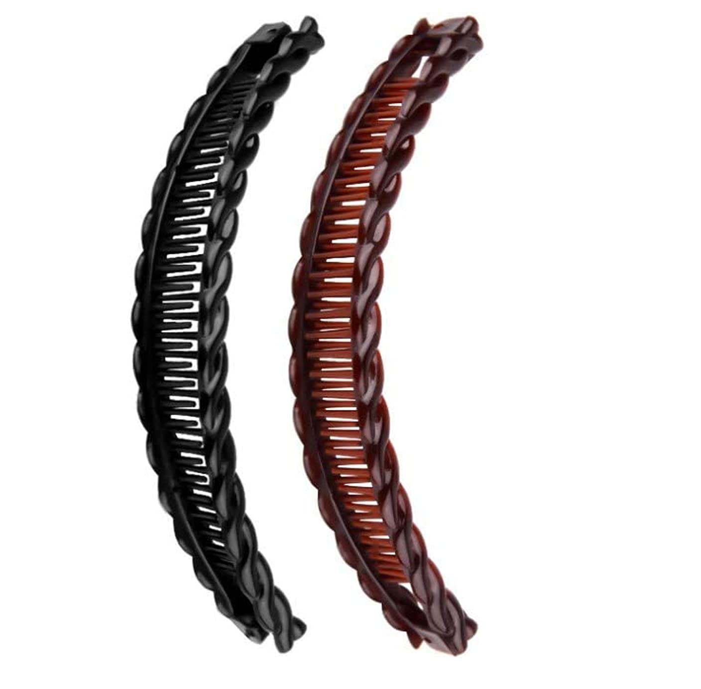 Rocita one black and one brown long banana hair clips dual purchase 15cm