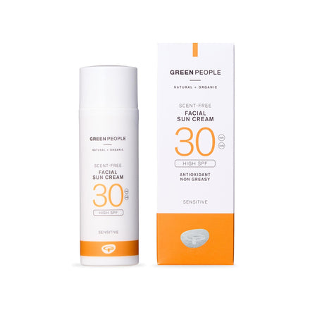 Green People Scent Free Facial Sun Cream SPF30 - Sunscreen For Sensitive Skin & Prickly Heat - Vegan & Cruelty Free, 50ml