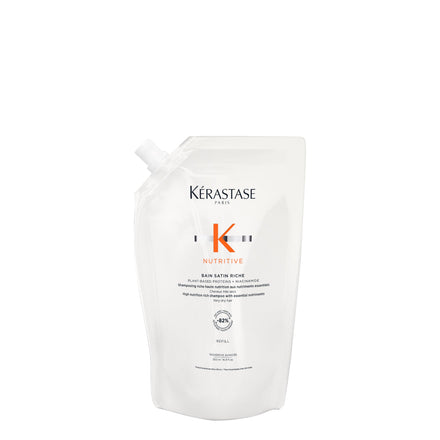 KERASTASE Nutritive Bain Satin Riche Shampoo Refill Pouch - Revitalizes & Strengthens Very Dry Hair, Restores Shine, 16.9 Fl Oz