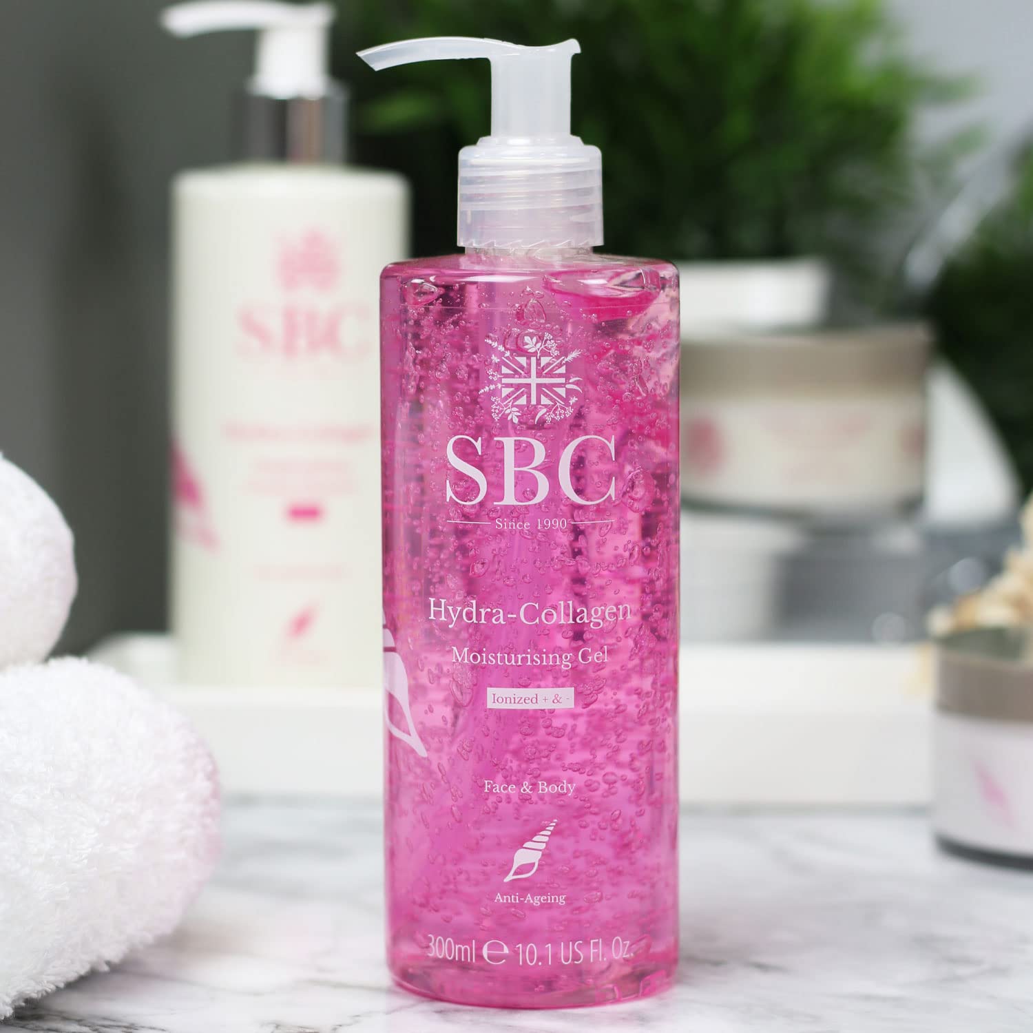 SBC Skincare Hydra-Collagen Moisturising Gel - 300ml | Anti-Ageing Collagen Gel | Oil-Free Lightweight Face And Body Moisturiser Gel | Collagen Skincare Gel | Collagen Body Lotion