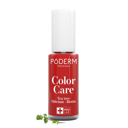 PODERM Swiss-Made Antifungal Nail Polish – Power Red | Breathable Treatment with Tea Tree, Silicon & Biotin | Strengthens, Repairs & Conceals Yellow, Brittle & Damaged Nails | Podiatrist-Developed