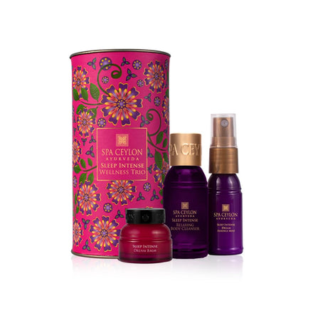 SPA CEYLON Sleep Intense Wellness Trio Set | Intensive Spa Essentials for Deep Rest | Ayurvedic Pampering Kit with Natural Ingredients | Lavender Ylang Ylang | Shower Gel, Body Mist, Balm | Gift set