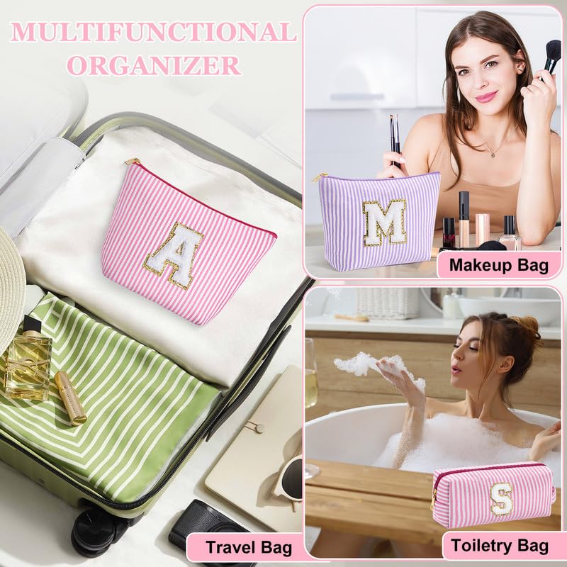 SEFORICO Personalized Make Up Bag - Birthday Gifts for Women Large Capacity A-Z Cosmetic Bags 2 Pack Makeup Bag Women's Portable Toiletry Bag
