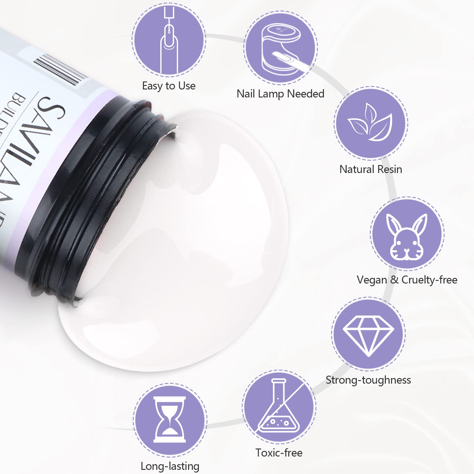 Saviland 100g Milky White Builder Nail Gel – 3.53oz Hard Gel for Nails Large Capacity Nail Strengthen Gel for Nail Extension Nail Art Manicure Starter U V Nail Gel for Professional Nail Salon Home DIY