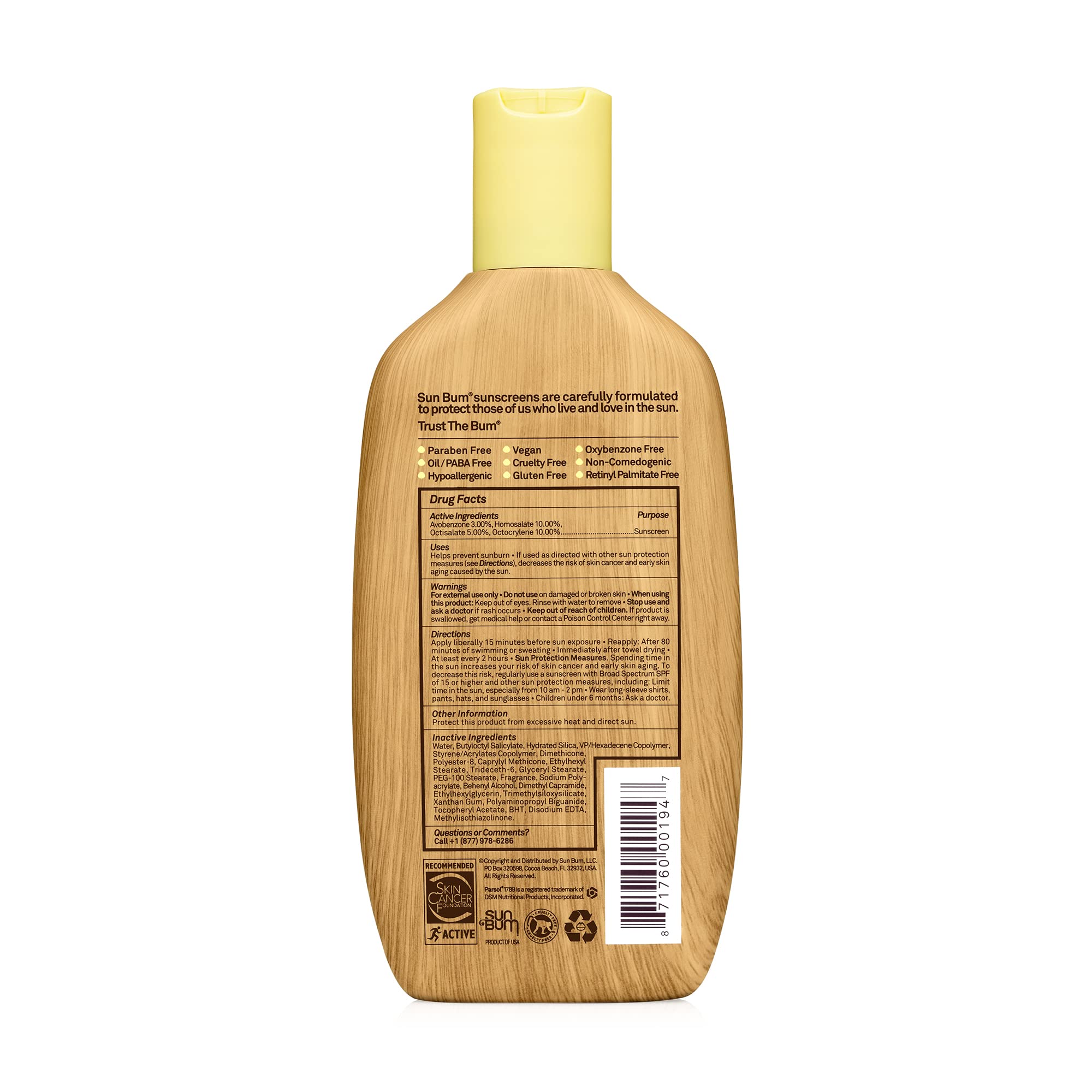 Sun Bum Original SPF 50 Sun Cream Lotion, Moisturizing Sunscreen with Vitamin E, Vegan and Reef Friendly, Broad Spectrum UVA/UVB Protection, 237ml