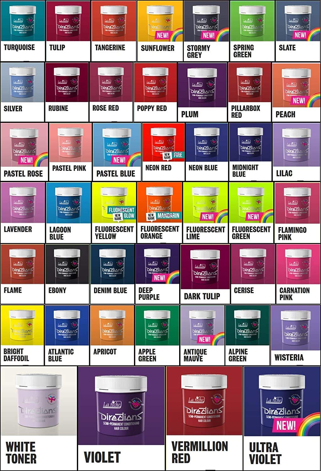 4 x TUBS DIRECTIONS Hair Dye/Colour CHOOSE ANY COLOURS by La Riche