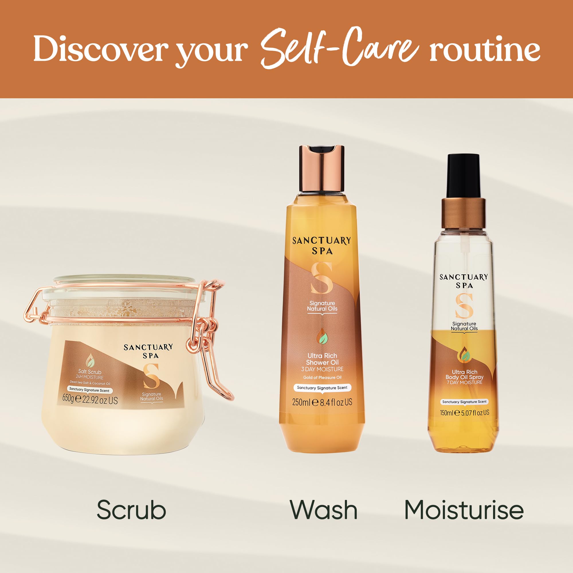 Sanctuary Spa Body Oil Spray, No Mineral Oil, Cruelty Free and Vegan Body Spray Moisturiser, 150 ml
