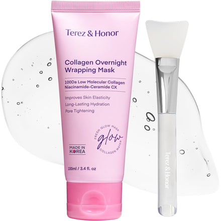 Korean Collagen Night Wrapping Mask: Ultra-Low Molecular 100 Dalton Collagen Peel-Off Mask for Deep Hydration, Elasticity, Sagging & Dull Skin - Glass Skin Glow, 100 mL [Made in Korea]