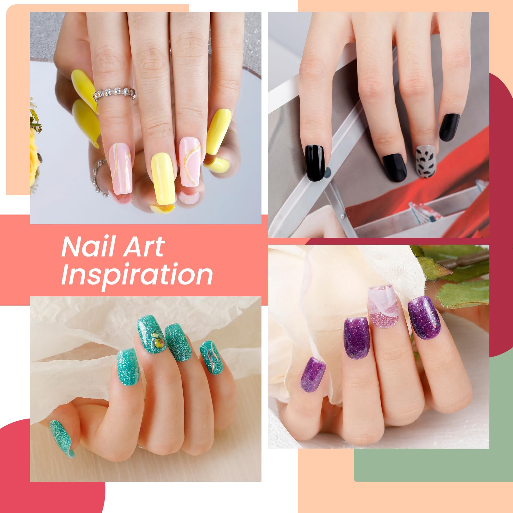 Phoenixy Gel Nail Polish Set, 36 Colours Gel Nail Polish Red Orange Purple Gel Nail Varnish Set Soak Off UV Gel Nail Kit with Glossy Matte Glitter Base Top Coat Nail Art Kit Gift for Woman