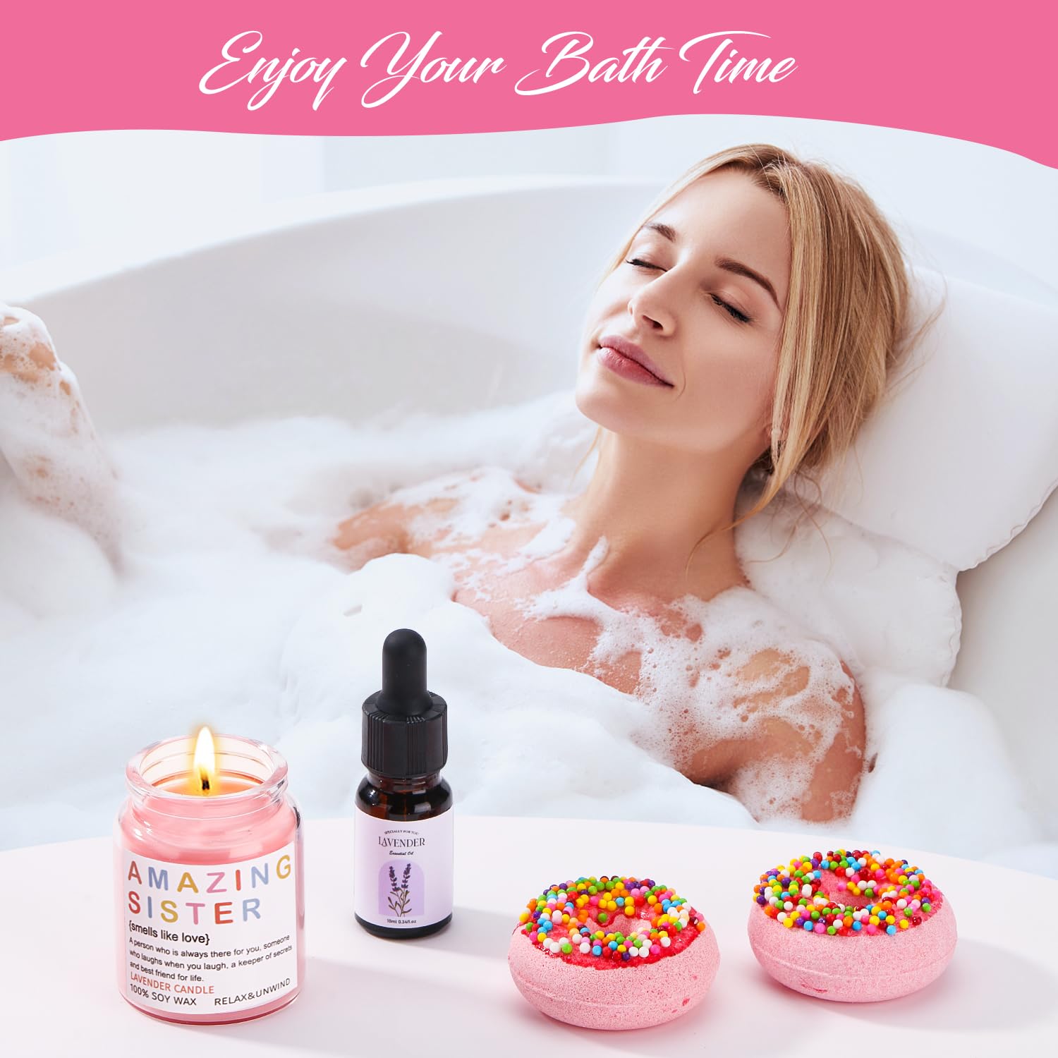 Sister Gifts From Sister Brother, Sister Birthday Gifts,Pamper Gifts Relaxation Spa Bath Set Big/Little Sister Care Package Box,Christmas Xmas Think Of You Gifts For Sister,Best Friends,Sister-In-Law
