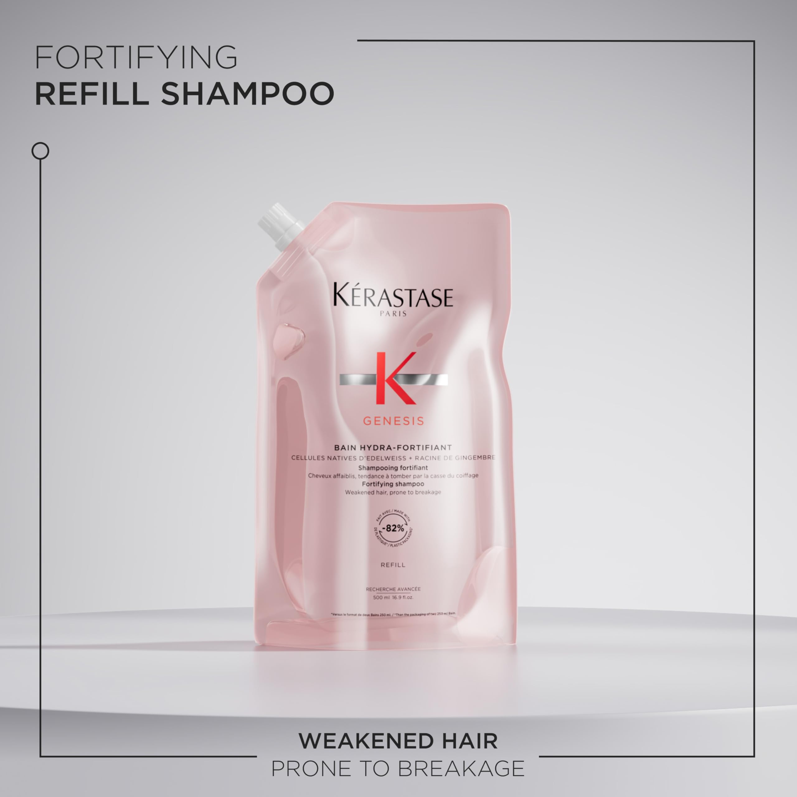 Kerastase Genesis Shampoo Hydra-Fortifiant Refill Pouch - Strengthens & Hydrates, Reduces Breakage, For Weakened Hair, 500ml