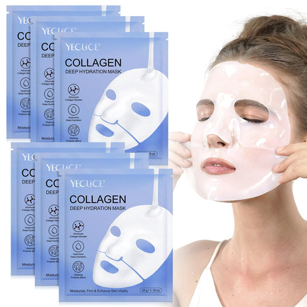 Collagen Face Mask 6pcs, Bio Collagen Mask Overnight,Deep Overnight Face Mask,for Soothe, Repair,Deep Hydration