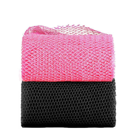 2Pack African Net Sponge Bath Body Exfoliating Scrubber Mesh Exfoliating Bath Sponge Back Scrubber Skin Smoother Deep Cleaning for Men & Women Shower/Stocking Stuffer Body Washing (Black+Pink)
