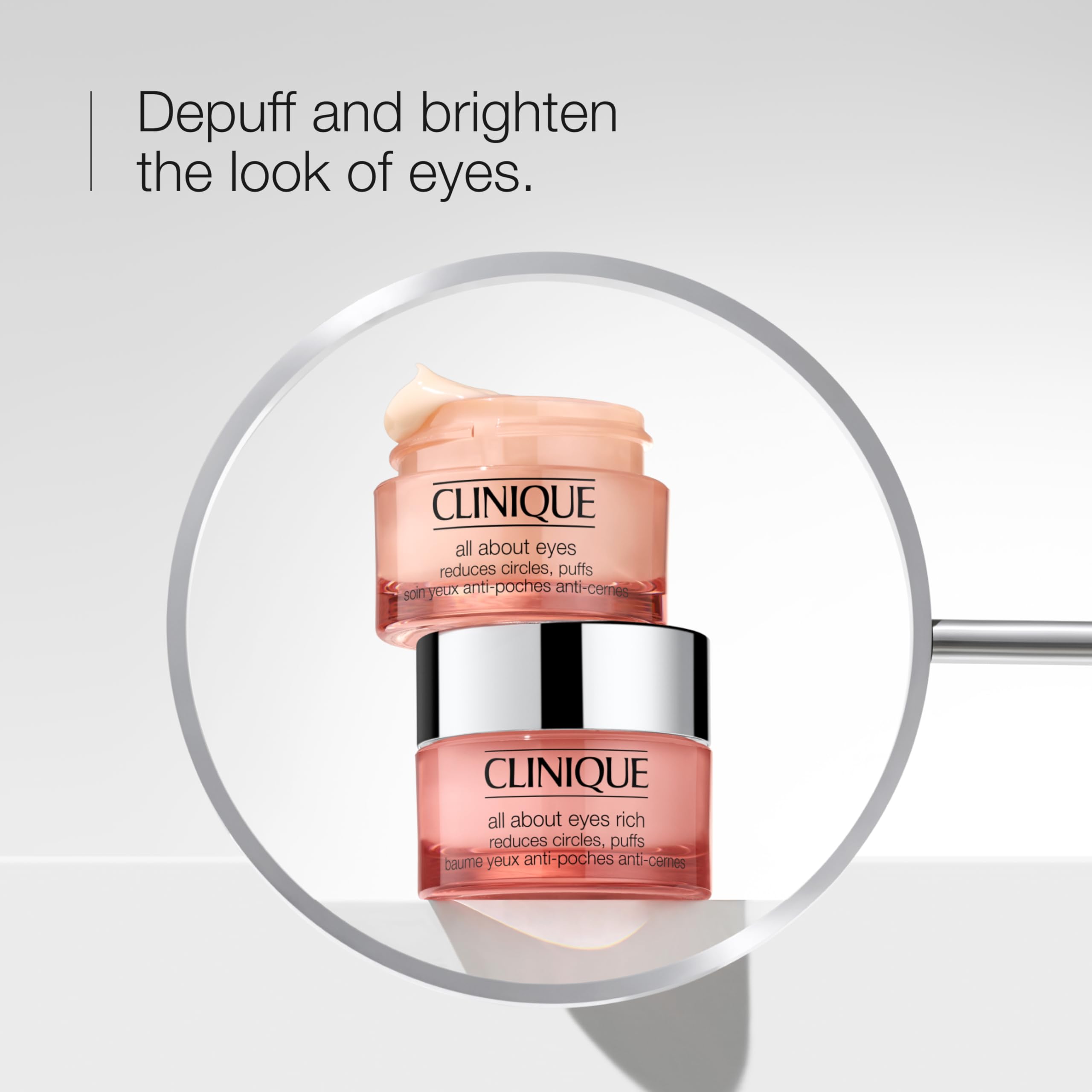 Clinique All About Eyes Lightweight Eye Cream With Vitamin C | Hydrating, Brightening, Depuffing + Dark Circle Reducing, Mini Travel Size, 0.5 Ounce