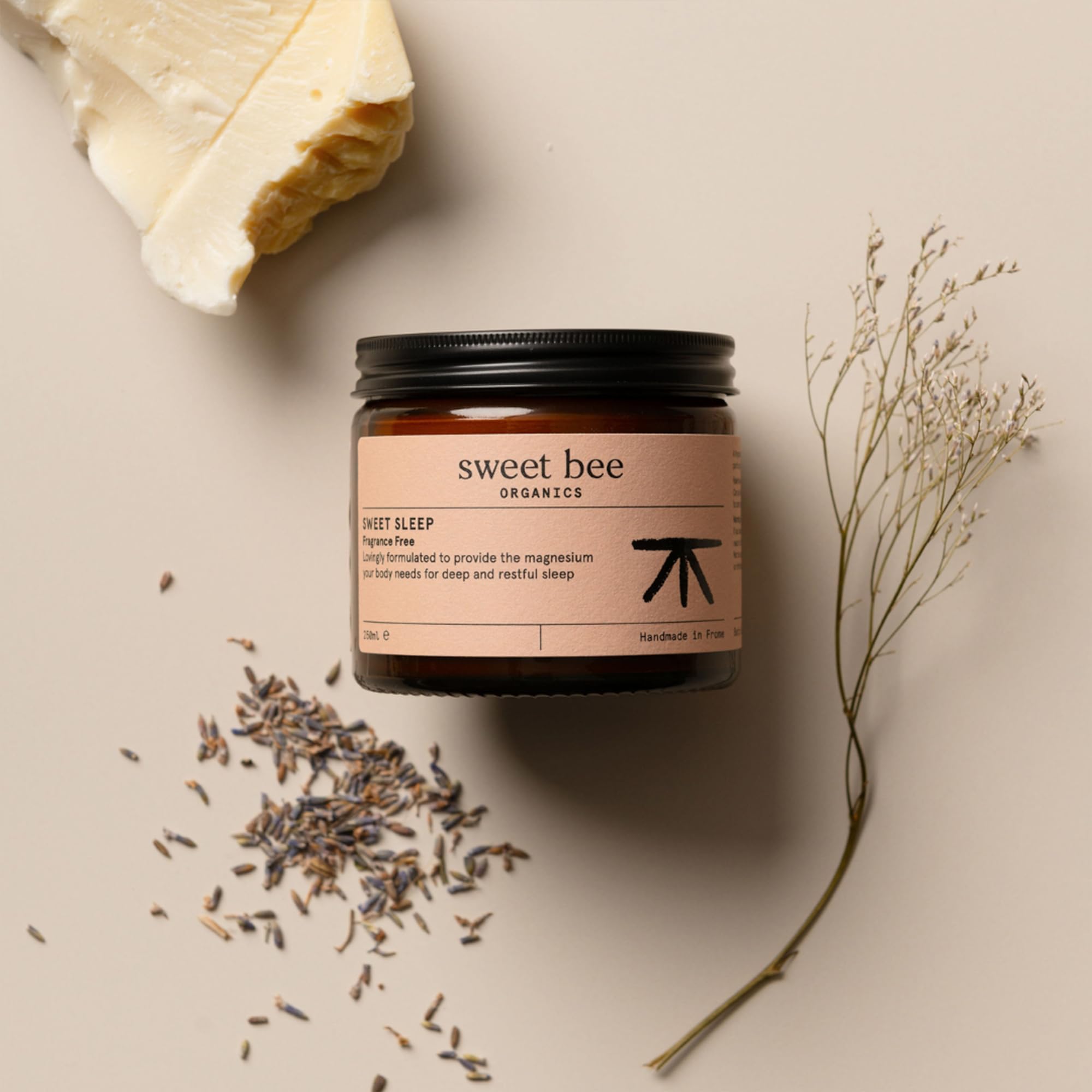 Sweet Bee Magnesium Butter - Soothing Magnesium for Sleep & Relaxation with Shea Butter - Moisturizing Magnesium Balm for Muscle Recovery - Nourishing Magnesium Cream for Sleep - Fragrance Free 120ml