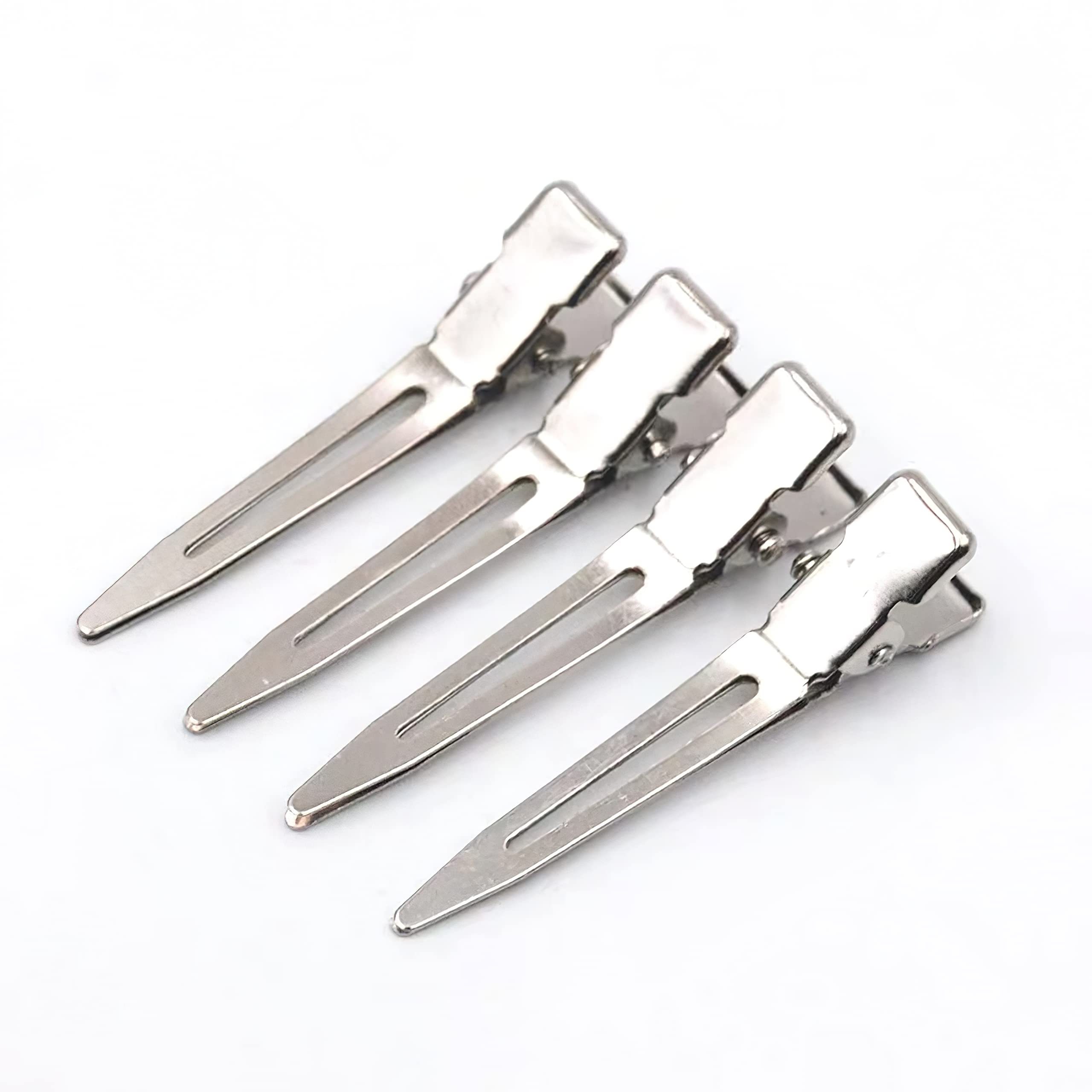 50 Pcs Metal Duck Billed Hair Clips for Women Styling Sectioning, Gingbiss 1.8" Silver Hairdressing Single Prong Curl Clips with Storge Box, Alligator Clips Hair Pins for Hair Salon, Barber, DIY